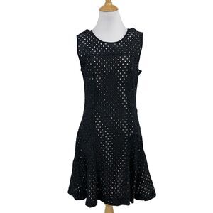 Country Road Dress Womens 10 Black Cotton Broderie Fit & Flare Sleeveless A-Line